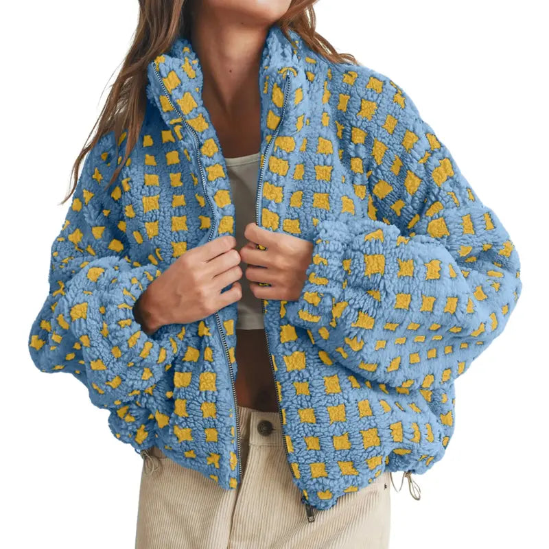 Women’s Plaid Fleece Sherpa Jacket