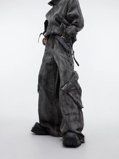 【25s Mar.】Vintage Denim Jacket  Baggy Cargo Pants - MYSTERYBOXS