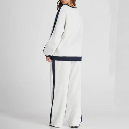 Structured Drop-Shoulder Color-Block Fleece Set