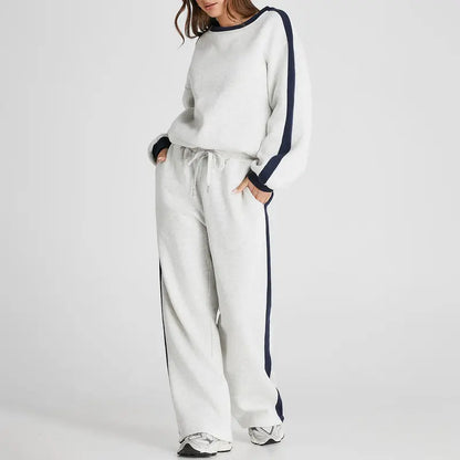 Structured Drop-Shoulder Color-Block Fleece Set