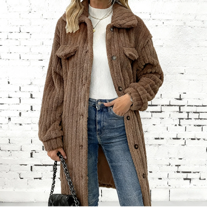 Autumn and winter collared long-sleeved fleece coat