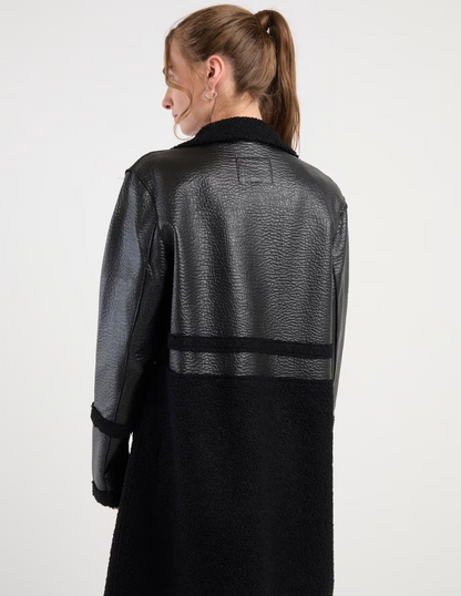 Structured Leather & Suede Coat