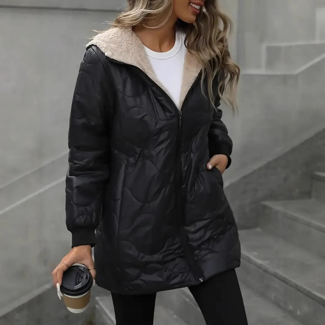Women's casual cotton hooded jacket