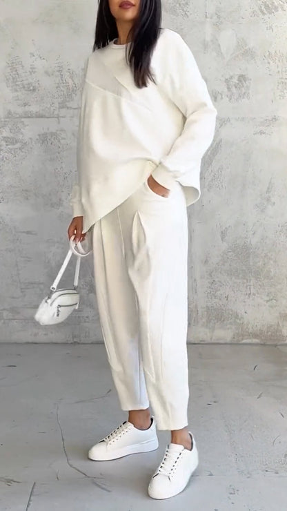 Casual Round Neck Long Sleeve Two Piece Suit - MYSTERYBOXS