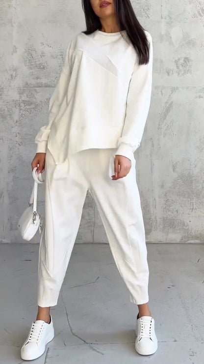 Casual Round Neck Long Sleeve Two Piece Suit - MYSTERYBOXS
