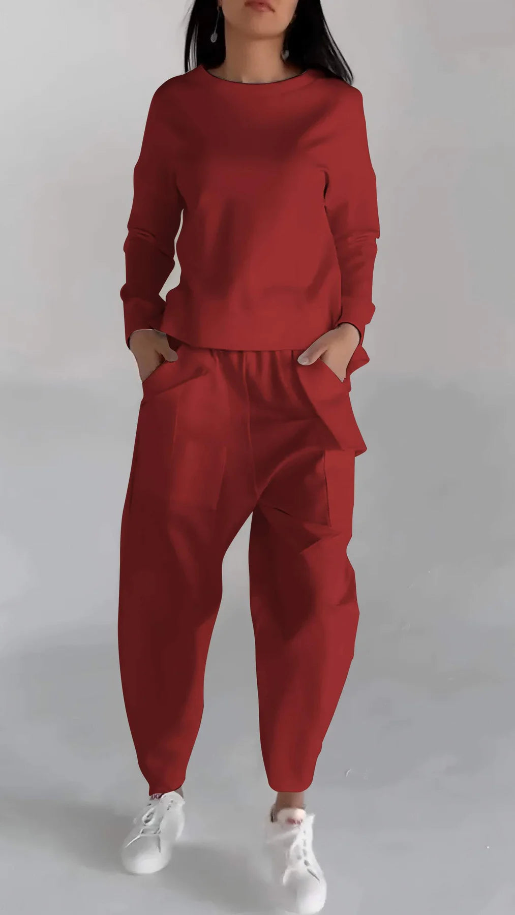 Women's Casual Long-Sleeved Pullover and Wide-Leg Pants Set