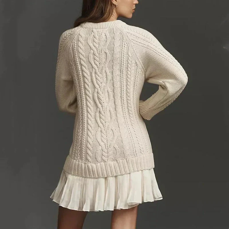 Women's cable-knit mini sweater dress - MYSTERYBOXS
