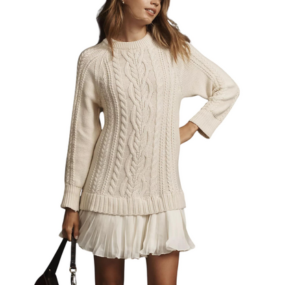 Women's cable-knit mini sweater dress - MYSTERYBOXS