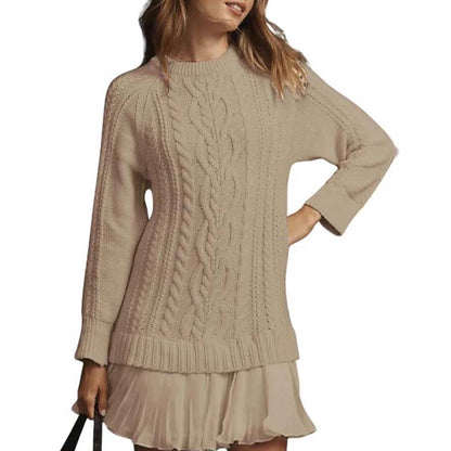 Women's cable-knit mini sweater dress - MYSTERYBOXS