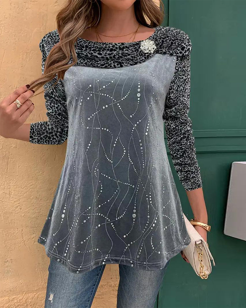 Leopard Print Long-Sleeved Top - MYSTERYBOXS