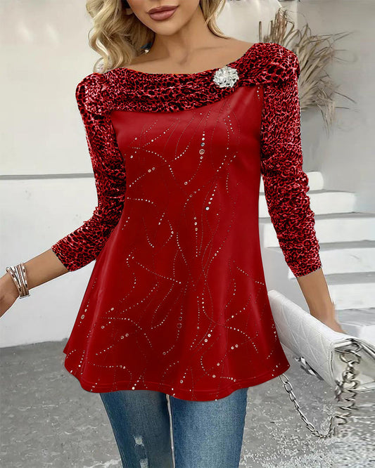 Leopard Print Long-Sleeved Top - MYSTERYBOXS