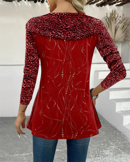 Leopard Print Long-Sleeved Top - MYSTERYBOXS