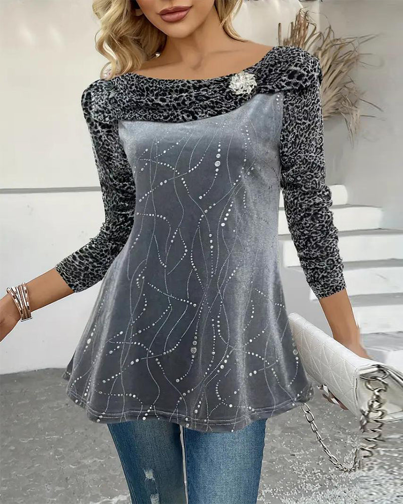 Leopard Print Long-Sleeved Top - MYSTERYBOXS