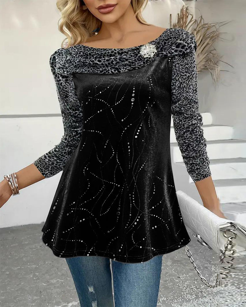 Leopard Print Long-Sleeved Top - MYSTERYBOXS