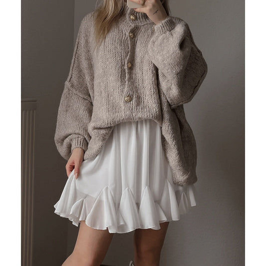 Chic Women's Round-Neck Sweater Coat - MYSTERYBOXS