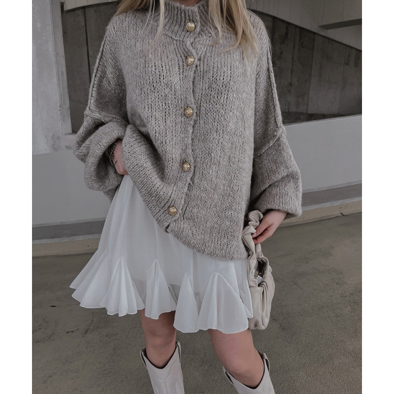 Chic Women's Round-Neck Sweater Coat - MYSTERYBOXS
