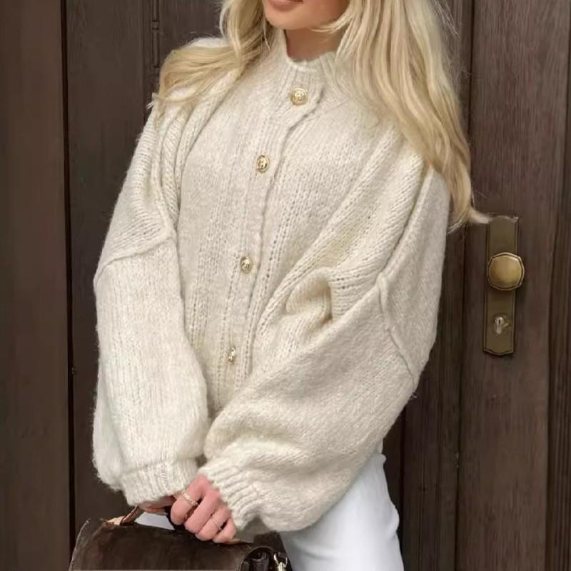 Chic Women's Round-Neck Sweater Coat - MYSTERYBOXS