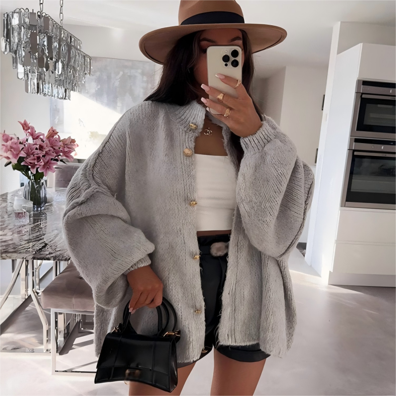 Chic Women's Round-Neck Sweater Coat - MYSTERYBOXS