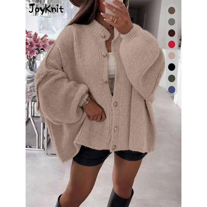 Chic Women's Round-Neck Sweater Coat - MYSTERYBOXS