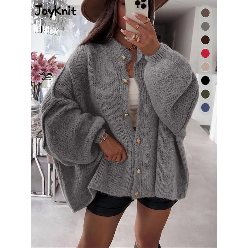 Chic Women's Round-Neck Sweater Coat - MYSTERYBOXS