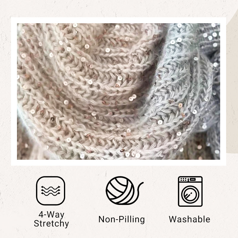 Fashion Sequin Full-Zipper Knit Sweater for Women - MYSTERYBOXS