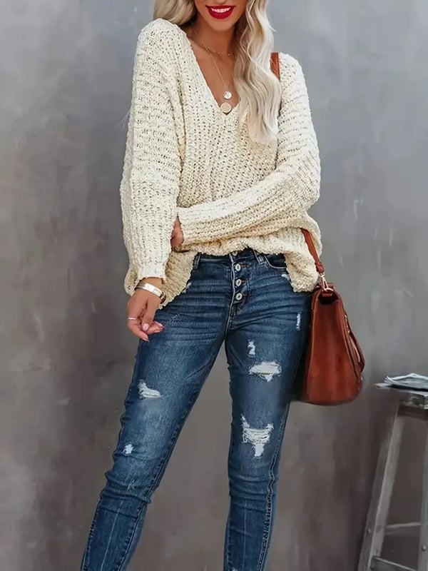 Women's Off-the-Shoulder Sweater Loose Lightweight Pullover Top - MYSTERYBOXS