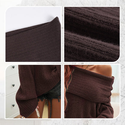 Fashionable loose monochrome sweater - MYSTERYBOXS