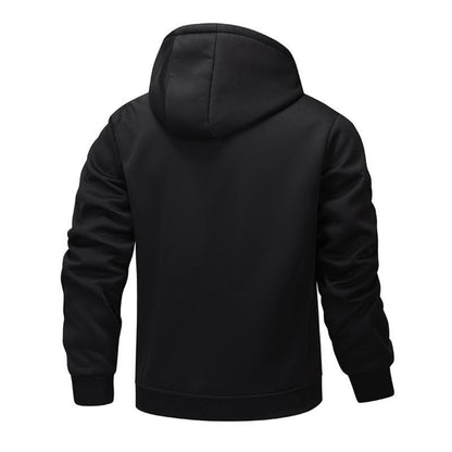 Winter men's casual plus plush thick hooded jacket jacket, warm and windproof Men's Fleece Lined Hooded Jacket - MYSTERYBOXS