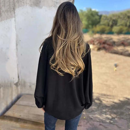 Women's Elegant Solid Color Button-Up Shirt - MYSTERYBOXS