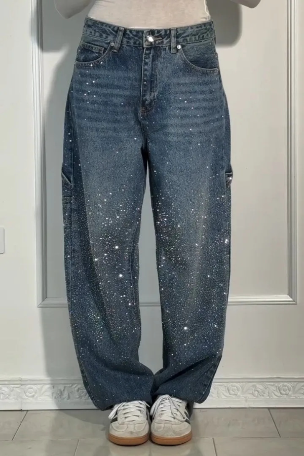 Stylish Starry Night Dust Baggy Jeans - MYSTERYBOXS