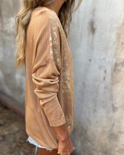 BANGLI - Casual Washed-Pattern Knit Top - MYSTERYBOXS