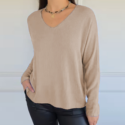 Autumn Sale - Women's Loose-Fitting V-Neck Knit Top - MYSTERYBOXS