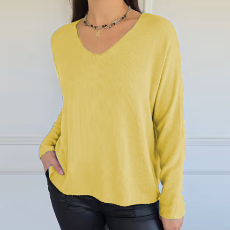 Autumn Sale - Women's Loose-Fitting V-Neck Knit Top - MYSTERYBOXS