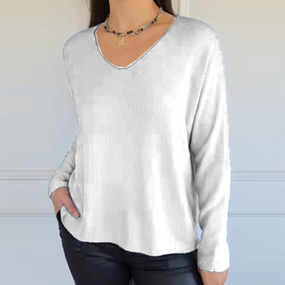 Autumn Sale - Women's Loose-Fitting V-Neck Knit Top - MYSTERYBOXS