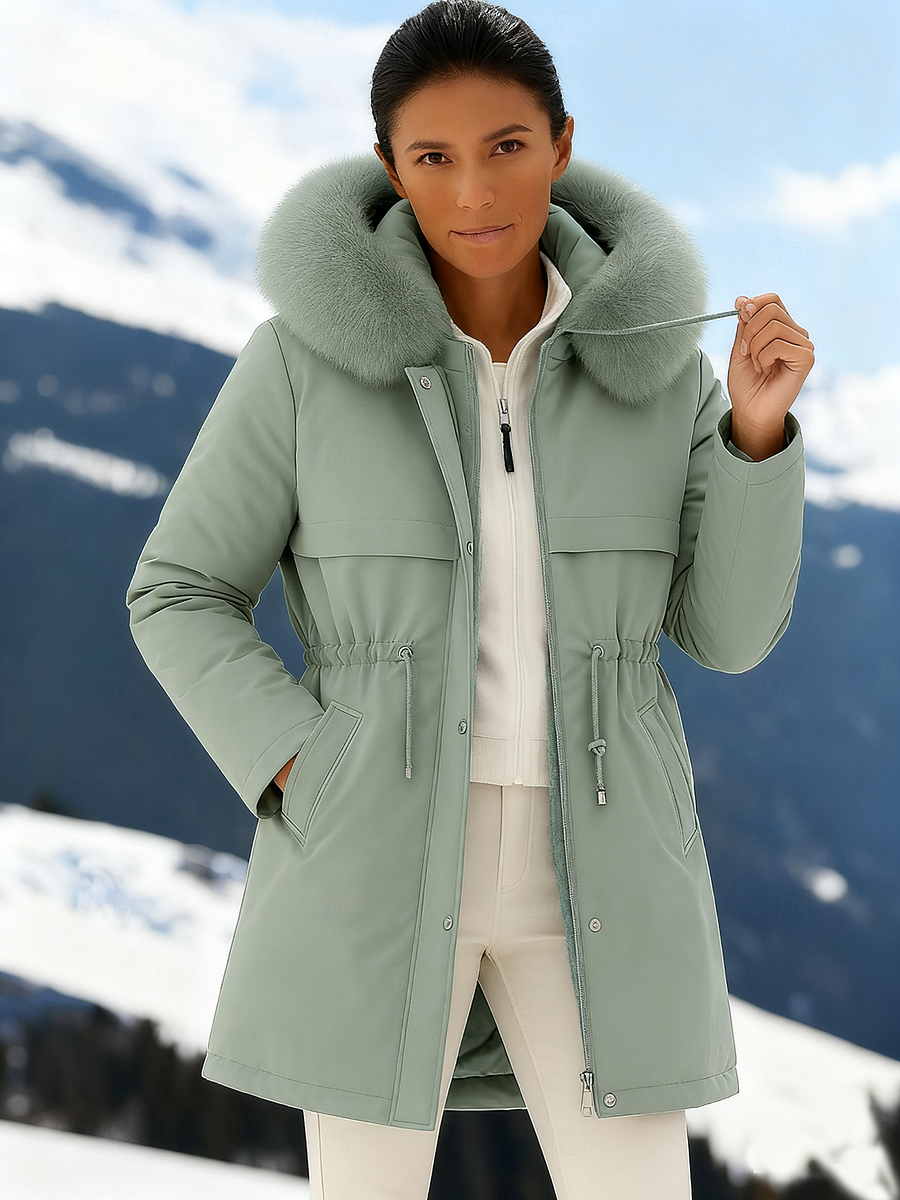 Outfits Cotton-padded Jacket Medium and Long, Large Fur Collar, Down Cotton-padded Jacket. - MYSTERYBOXS