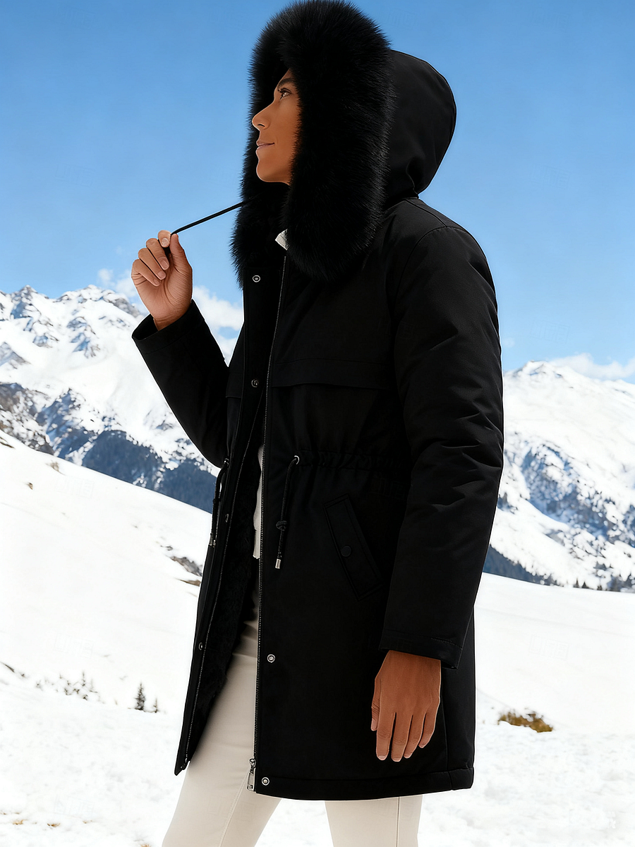 Outfits Cotton-padded Jacket Medium and Long, Large Fur Collar, Down Cotton-padded Jacket. - MYSTERYBOXS