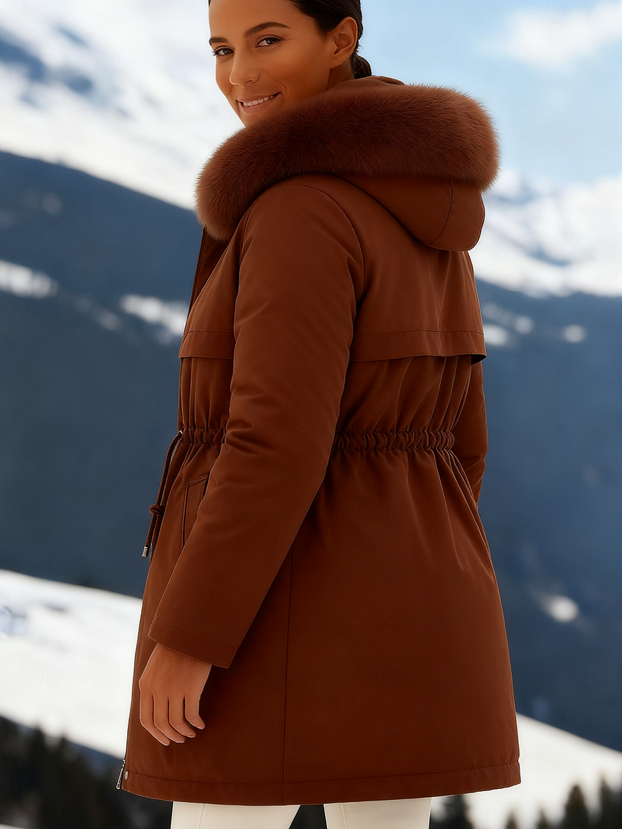 Outfits Cotton-padded Jacket Medium and Long, Large Fur Collar, Down Cotton-padded Jacket. - MYSTERYBOXS