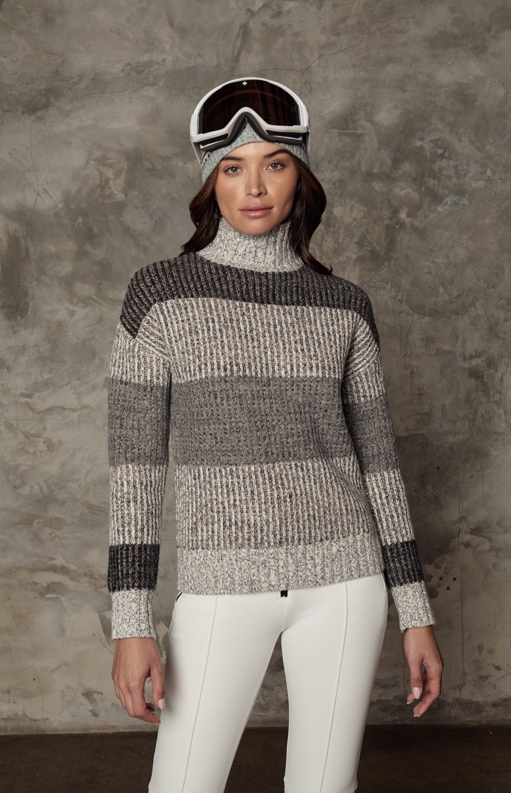 Women's stand-up collar striped sweater - MYSTERYBOXS