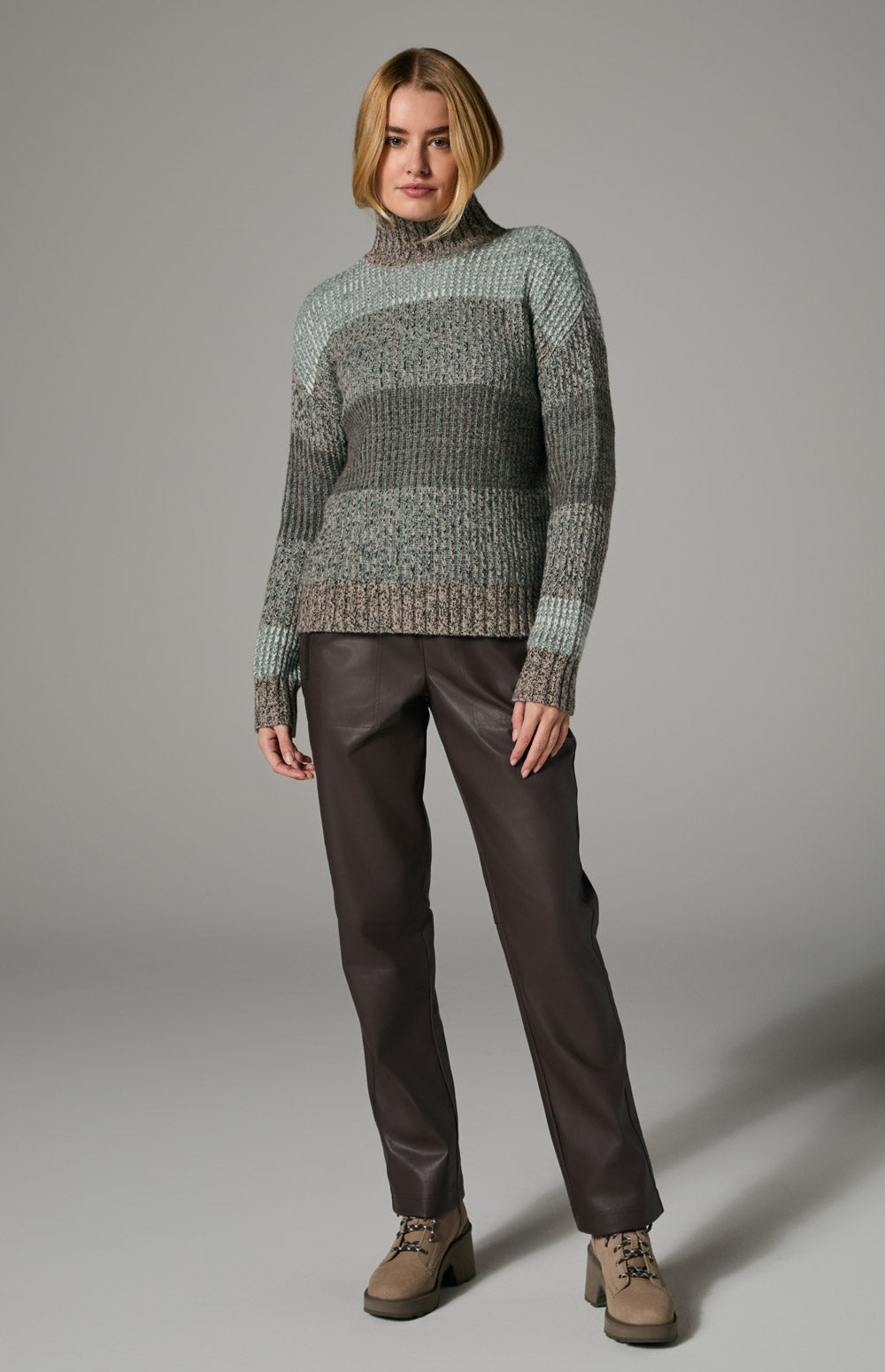 Women's stand-up collar striped sweater - MYSTERYBOXS