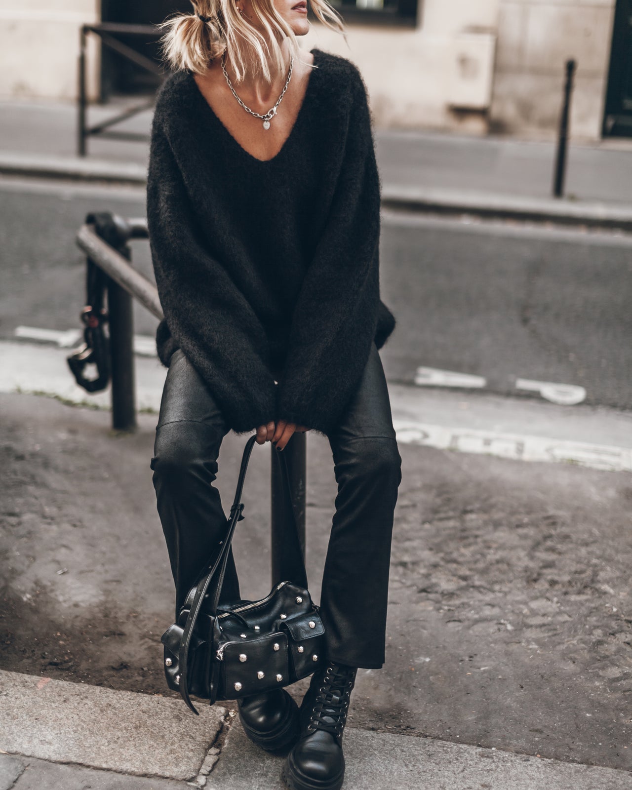 Deep V Mohair Knitted Sweater - MYSTERYBOXS