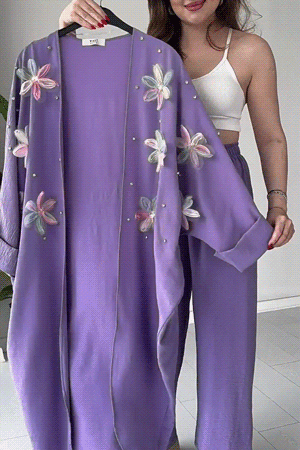 New summer three-dimensional butterfly decoration long-sleeved two-piece suit - MYSTERYBOXS