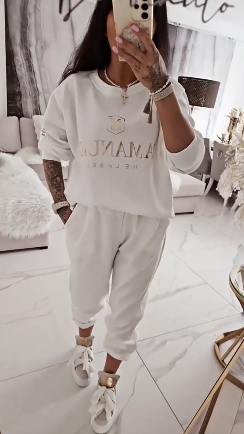 Women's casual set, printed top and loose pants - MYSTERYBOXS