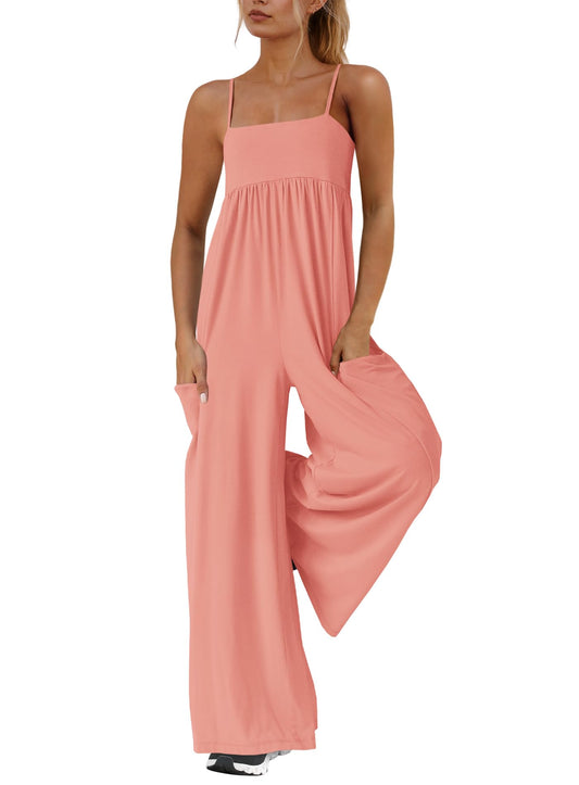2025 New Women's Loose Fit Spaghetti Strap Wide Leg Jumpsuit with Pockets(buy 2 free shipping)
