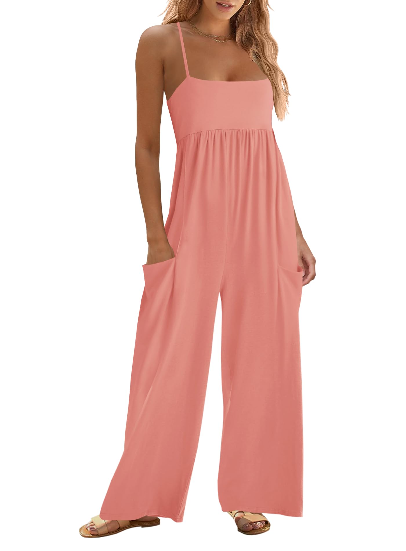 2025 New Women's Loose Fit Spaghetti Strap Wide Leg Jumpsuit with Pockets(buy 2 free shipping)