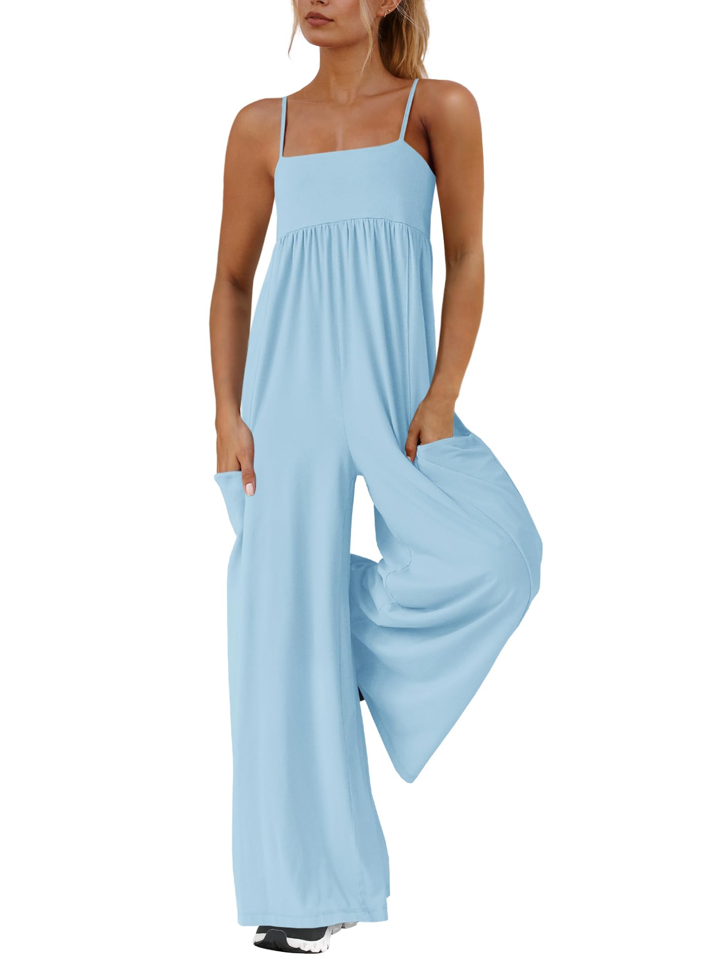 2025 New Women's Loose Fit Spaghetti Strap Wide Leg Jumpsuit with Pockets(buy 2 free shipping)