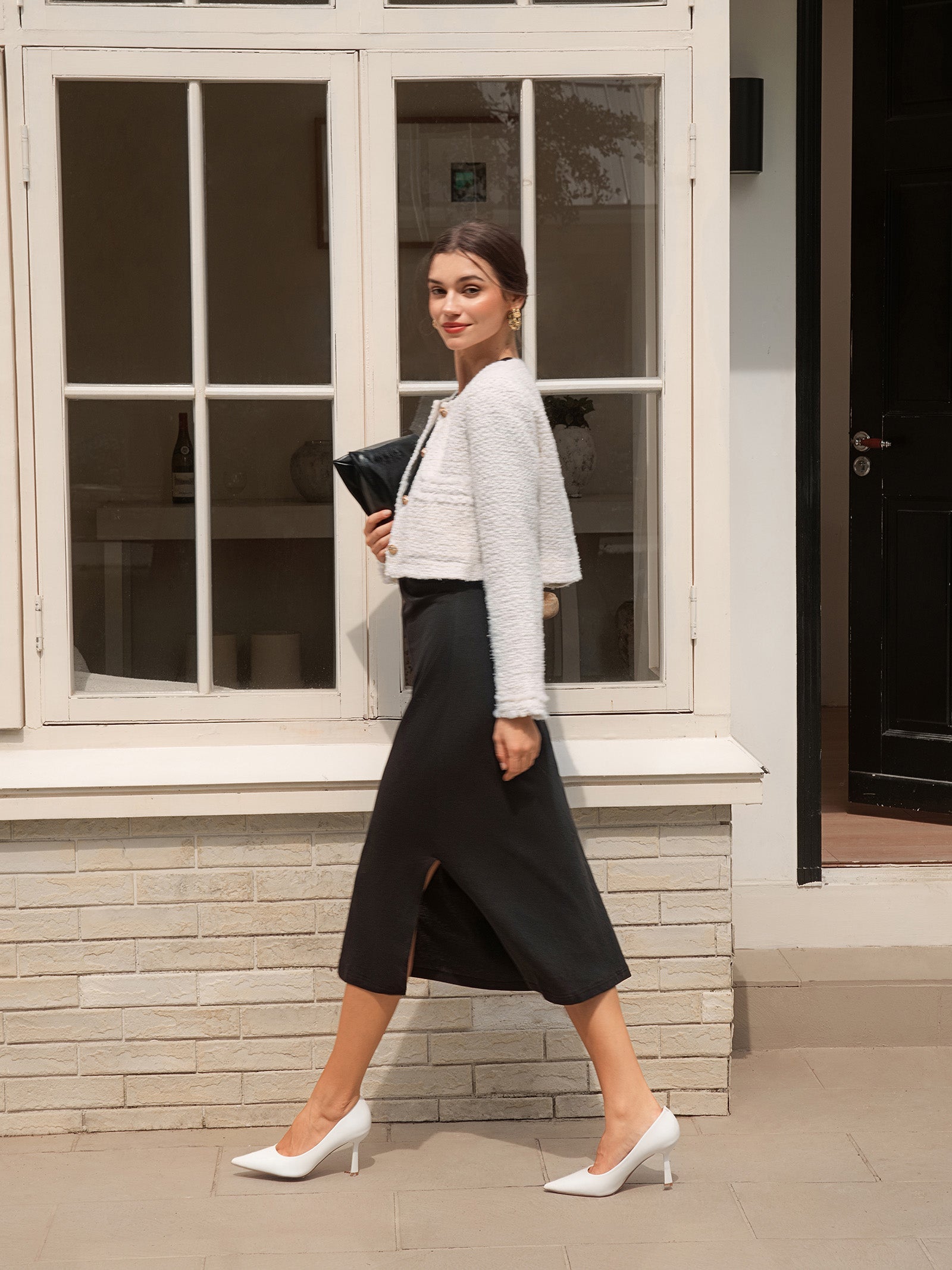 Linen Crossover V-Neck Wrap Stretch Midi Dress - MYSTERYBOXS