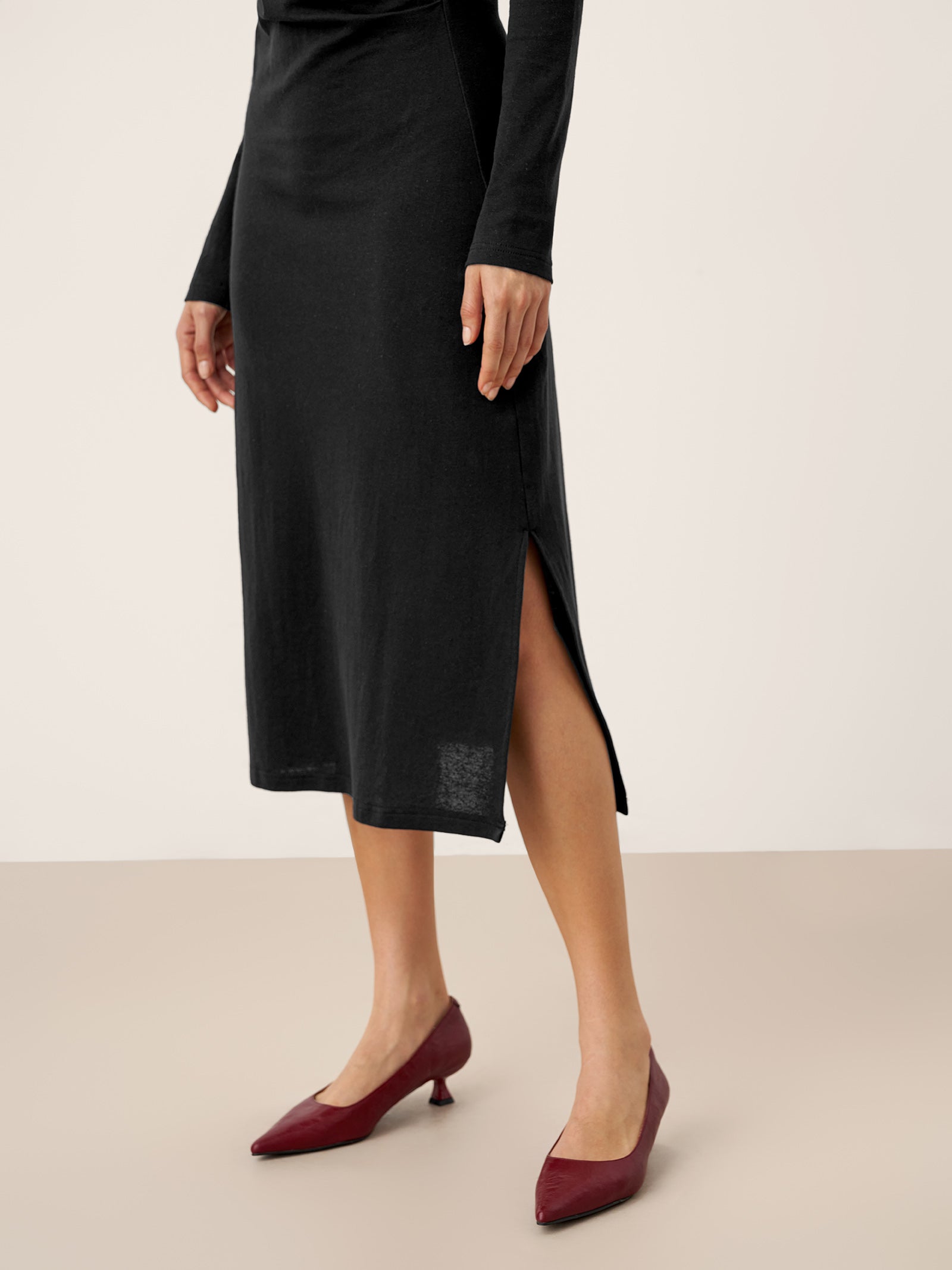 Linen Crossover V-Neck Wrap Stretch Midi Dress - MYSTERYBOXS