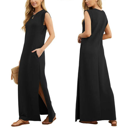 Women Loose Split Wrinkle-Free Long Dress - MYSTERYBOXS