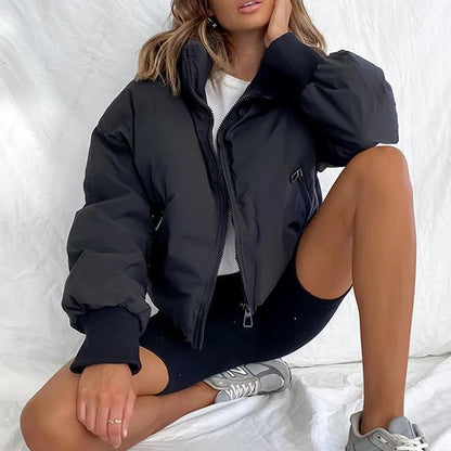 Arssm Women’s Cropped Quilted Jacket – Lightweight Zip-Up Winter Coat for Cozy - MYSTERYBOXS