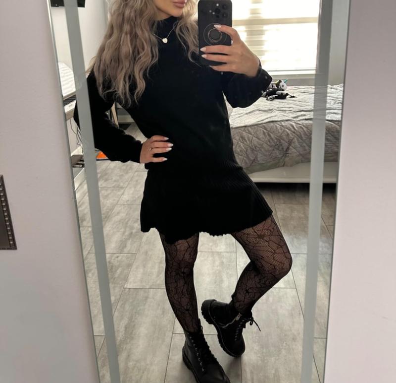 Imily Bela Women's 2 Piece Outfits 2025 Long Sleeve Mock Neck Ribbed Sweaters And Mini Skirt Two Piece Sets - MYSTERYBOXS